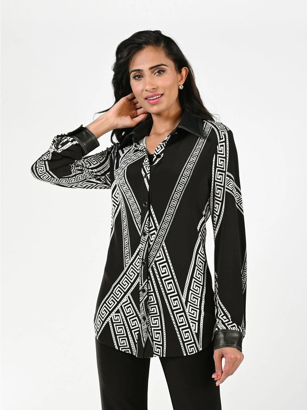✨Luxurious✨ Frank Lyman Design Black & White Geometric Button-Down Shirt size XL